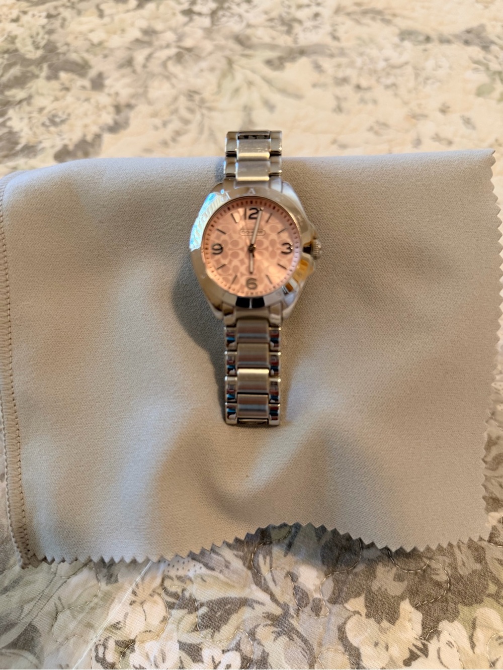 Coach Silver Bracelet Watch with Pink Dial